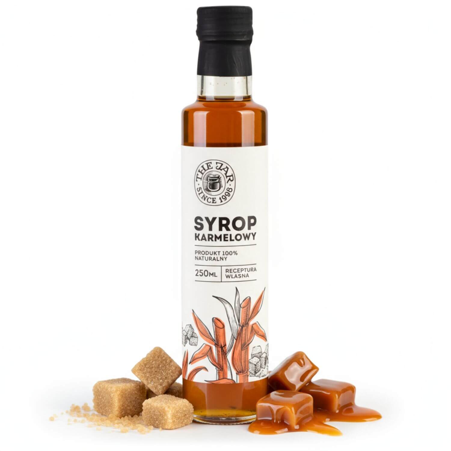 Sryrop karmelowy 250 ml z cukru trzcinowego naturalny do kawy latte karmel