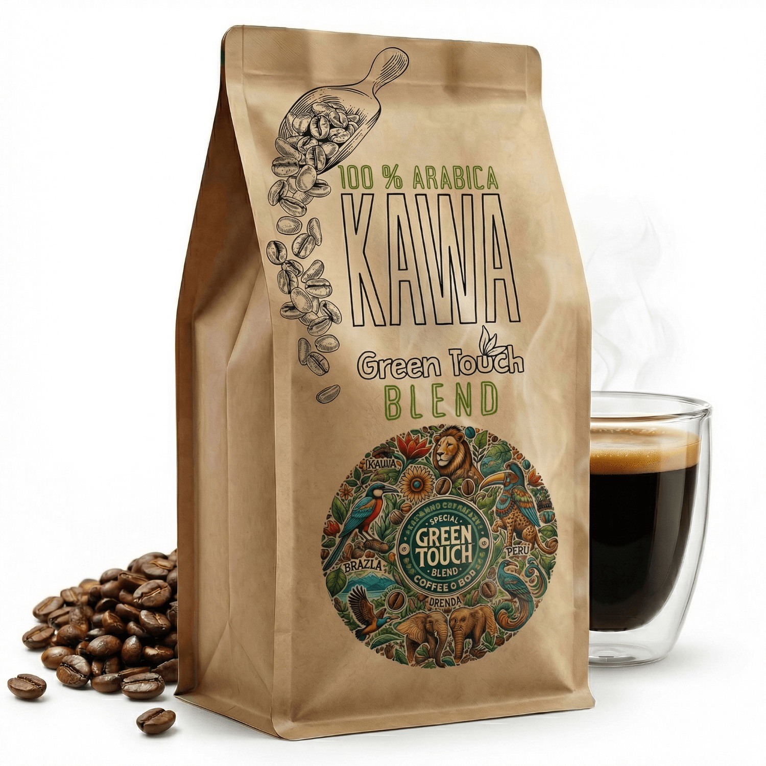 Kawa Green Touch Blend 100% arabica Brazylia, Uganda, Peru, Honduras 250 g