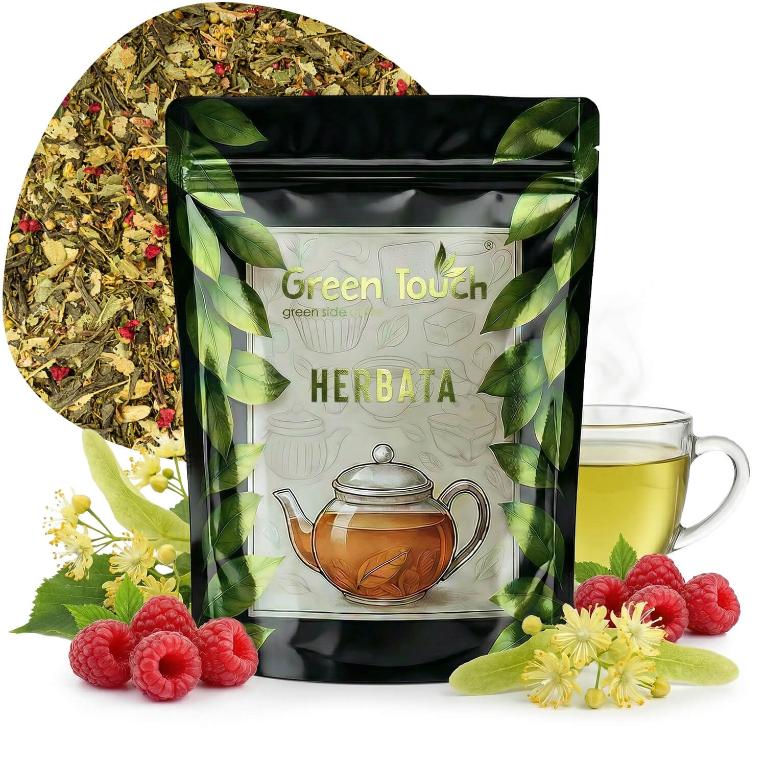 Herbata zielona Malina z Lipą 50 g z maliną i lipą 35% – łagodna i lekka