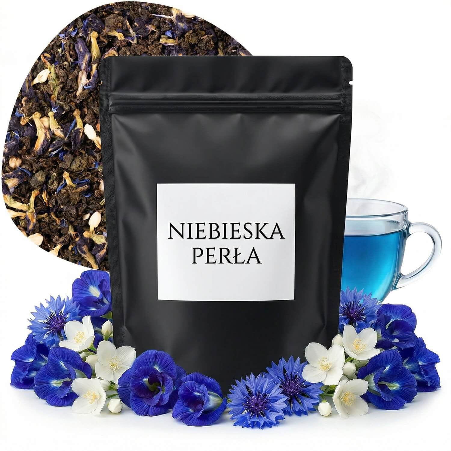 Herbata Oolong Niebieska Perła 50 g klitoria ternateńska jaśmin i bławatek